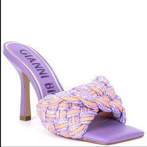 EUC GIANNI BINI bibby woven breaded cord purple square toe heels-worn once